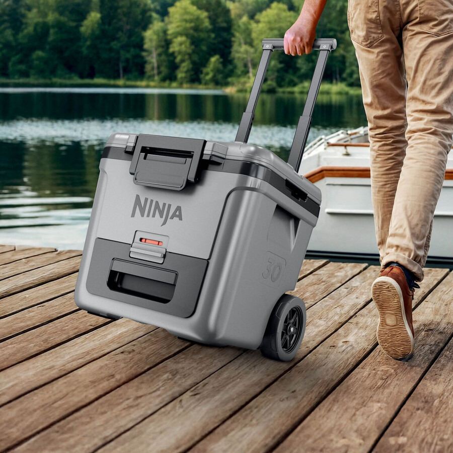 lodówka turystyczna ninja frostvault 30qt28l na kółkach z suchą strefą szara łupkowa fb230ukgy