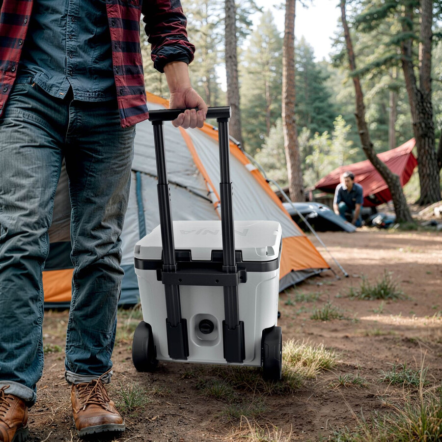 lodówka turystyczna ninja frostvault 30qt28l na kółkach z suchą strefą biała chmura fb230ukwh