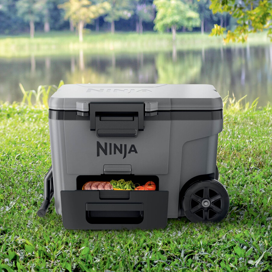 lodówka turystyczna ninja frostvault 45qt42l na kółkach z suchą strefą szara łupkowa fb245ukgy