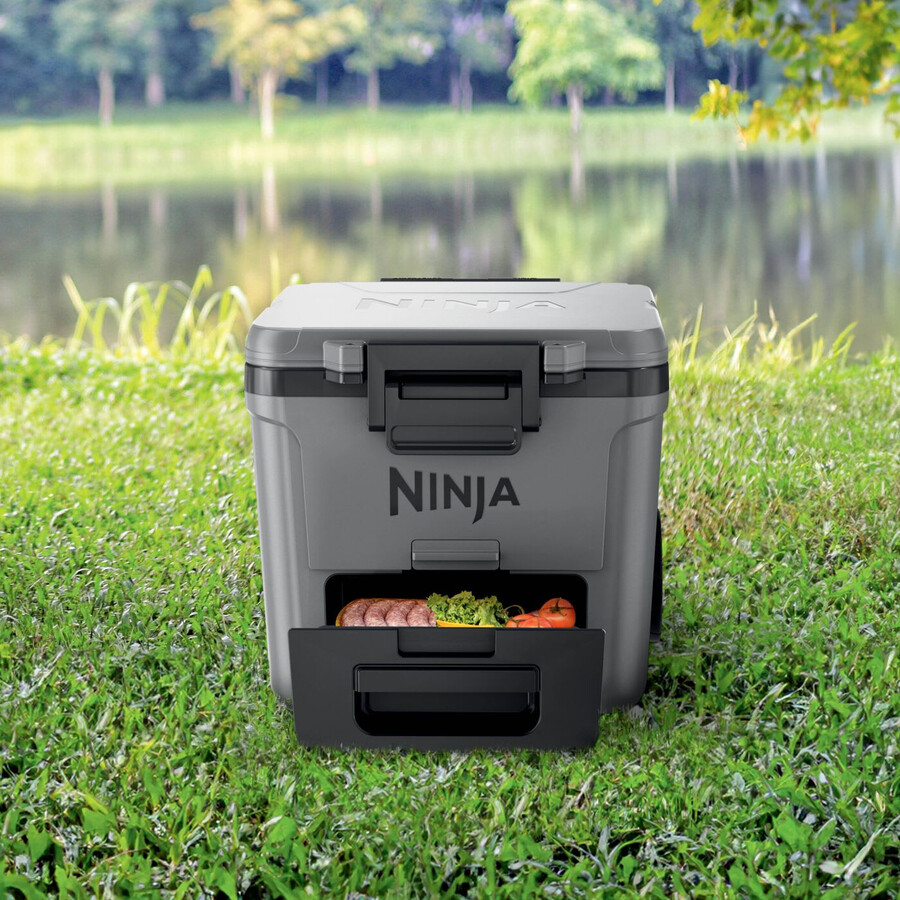 zestaw chłodziarki na kółkach ninja frostvault 30qt28l wkładu chłodzącego i butelki thirsti
