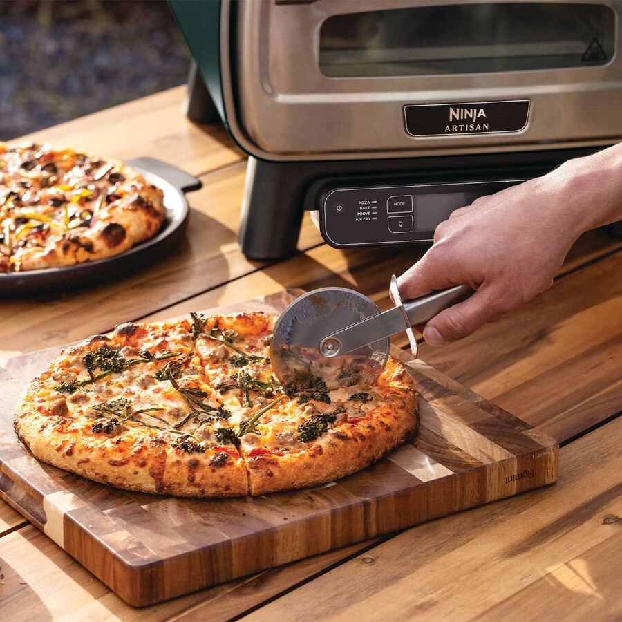 elektryczny piec do pizzy na zewnątrz i frytkownica powietrzna – british racing green ze stojakiem