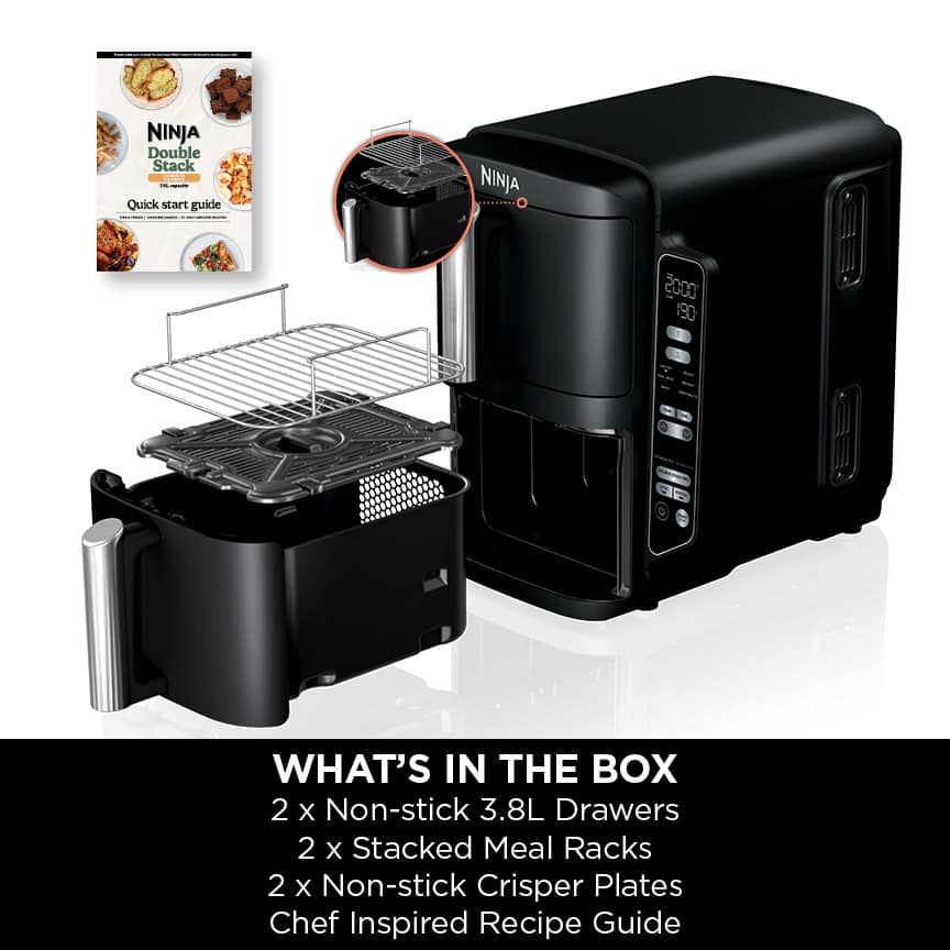 frytkownica powietrzna ninja double stack z 2 szufladami 76 l – sl300uk